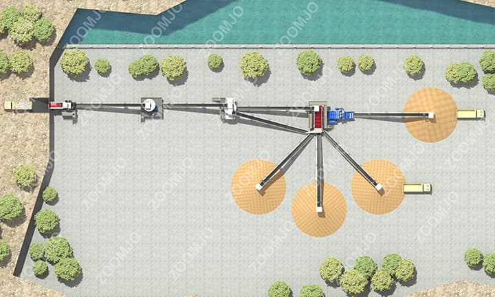  Capacité 100 T/H concasseur de galets de rivière, machine à fabriquer du sable, façonnage de pierres, ligne de production de machine à laver le sable aux Philippines